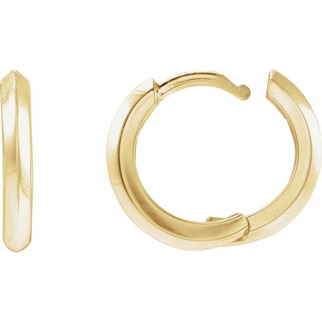 14K Yellow Knife-Edge Hinge 15 mm Hoop Earring