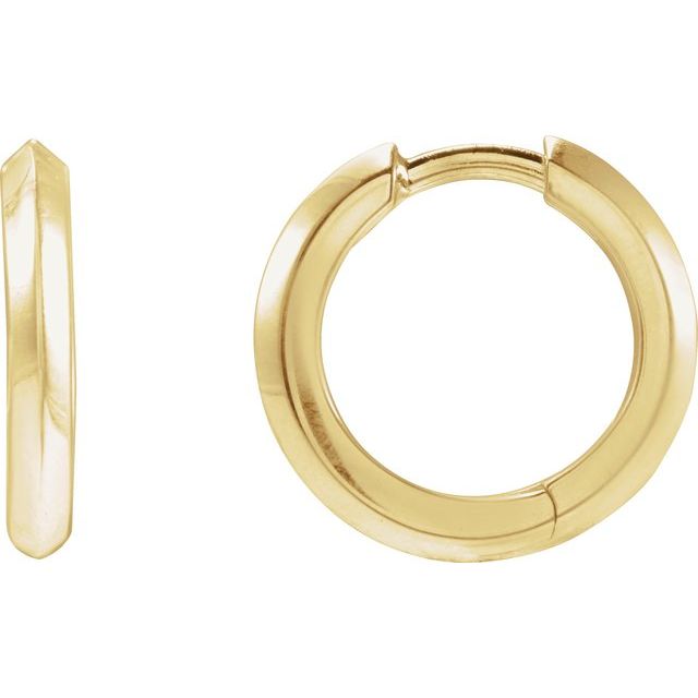 14K Yellow Knife-Edge Hinge 15 mm Hoop Earring