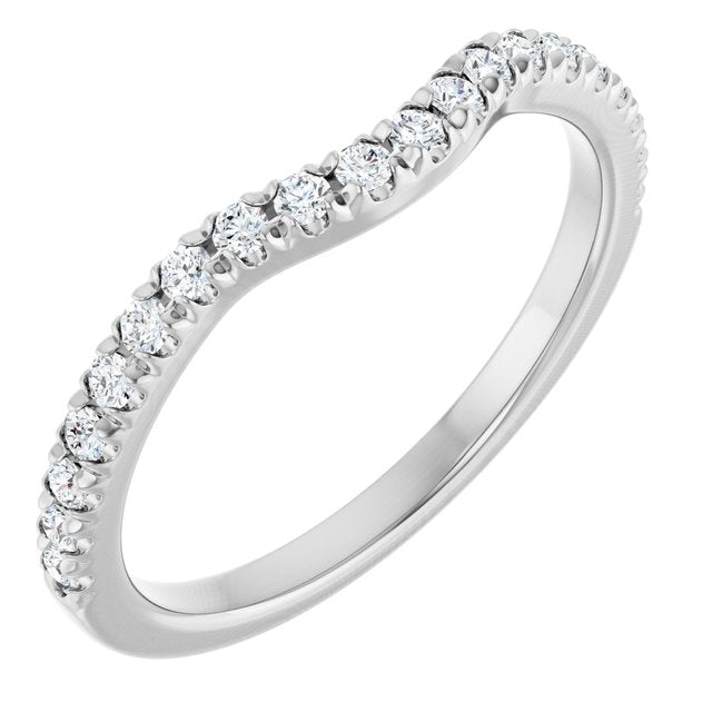 14k White 1/4 Ctw Lab-grown Diamond Contour Band