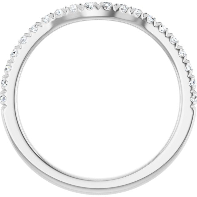 14k White 1/4 Ctw Lab-grown Diamond Contour Band