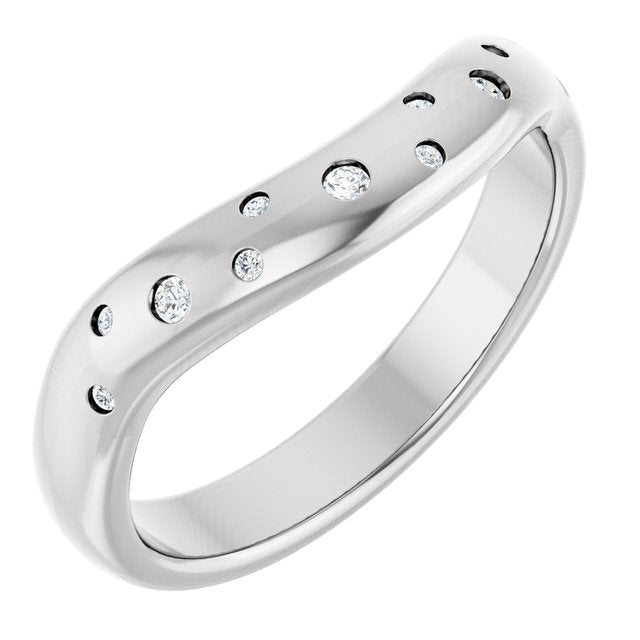 14K White 1/8 CTW Natural Diamond Contour Band