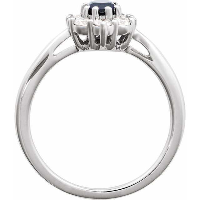 14K White Lab-Grown Blue Sapphire & 3/8 CTW Natural Diamond Ring