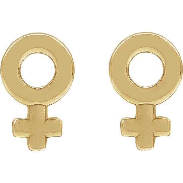 14K Yellow Venus Symbol Stud Earrings