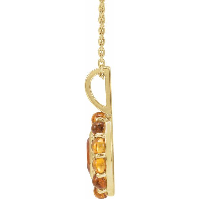 14K Yellow Natural Mexican Fire Opal & Natural Citrine Halo-Style 16-18' Necklace