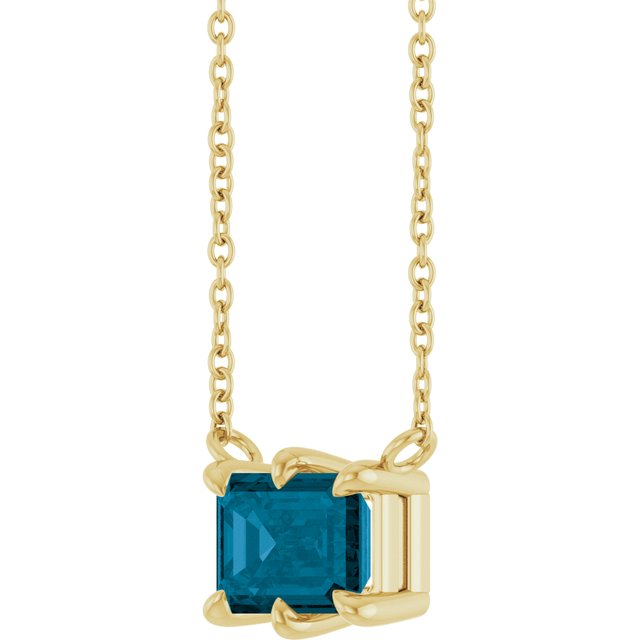 14K Yellow Natural London Blue Topaz 18' Necklace