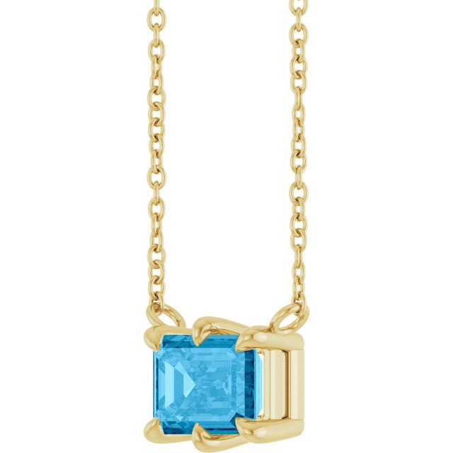14K Yellow Natural Swiss Blue Topaz 18' Necklace