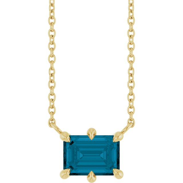 14K Yellow Natural London Blue Topaz 18' Necklace