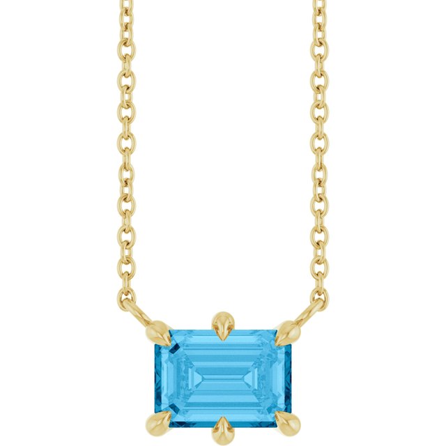14K Yellow Natural Swiss Blue Topaz 18' Necklace