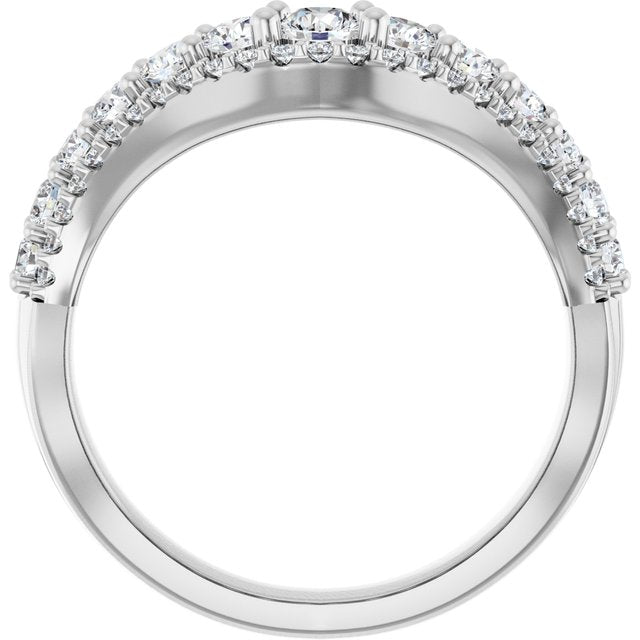 14K White 1 CTW Lab-Grown Diamond Accented Contour Band