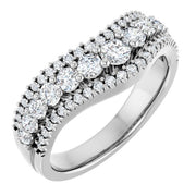 14K White 1 CTW Lab-Grown Diamond Accented Contour Band