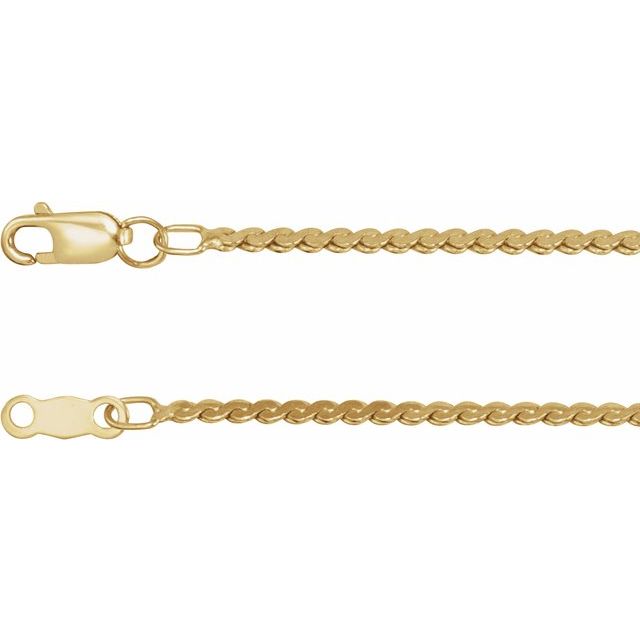 14K Yellow 1.7 mm Serpentine 24' Chain