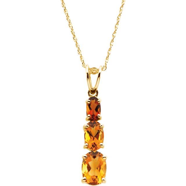 14K Yellow Natural Citrine 18' Necklace
