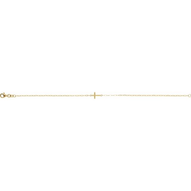 14K Yellow Sideways Cross 7' Bracelet