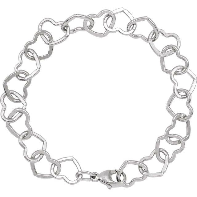 Sterling Silver 9 mm Heart 7' Chain