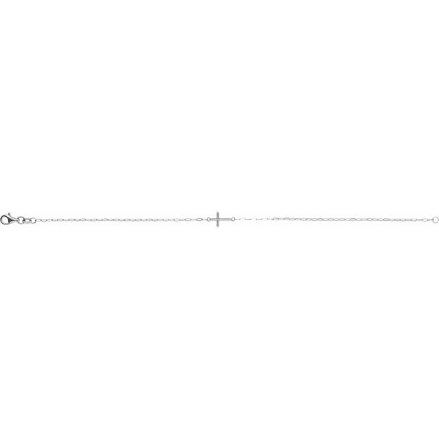 Sterling Silver Sideways Cross 7' Bracelet