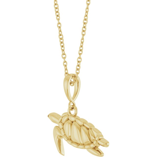 14K Yellow Sea Turtle 16-18' Necklace
