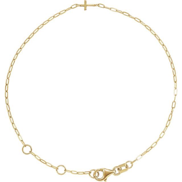 14K Yellow Sideways Cross Paperclip-Style Chain 6 1/2-7 1/2' Bracelet