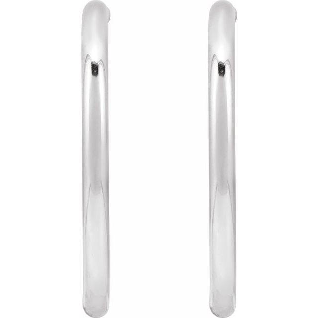 14K White Tube 30 mm Hoop Earrings