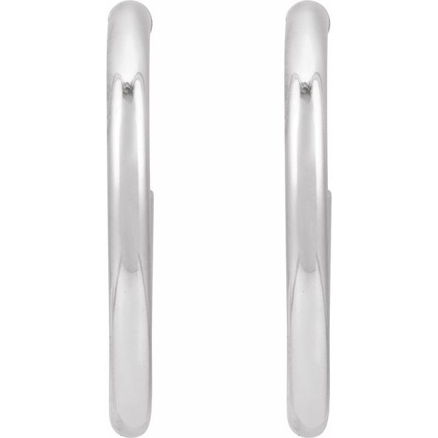 14K White Tube 25 mm Hoop Earrings