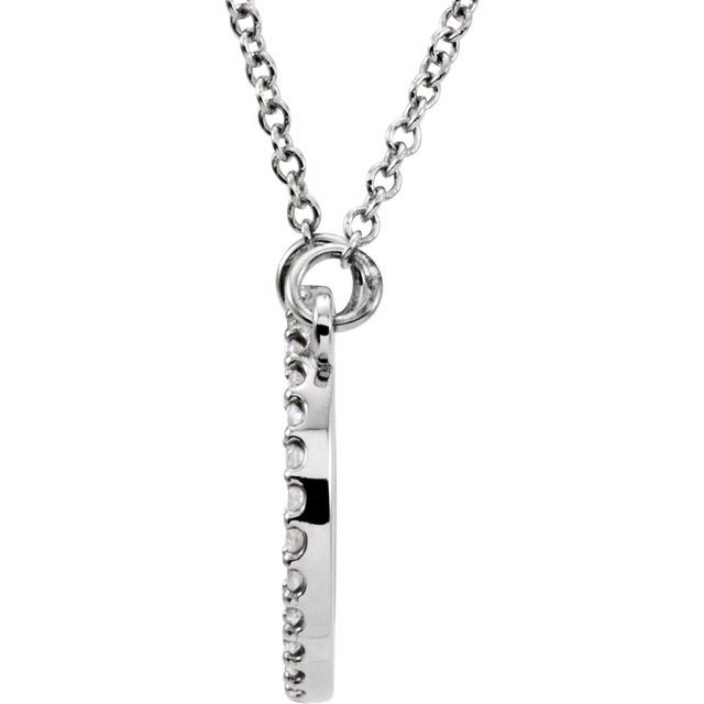14K White 1/8 CTW Natural Diamond Circle 16' Necklace