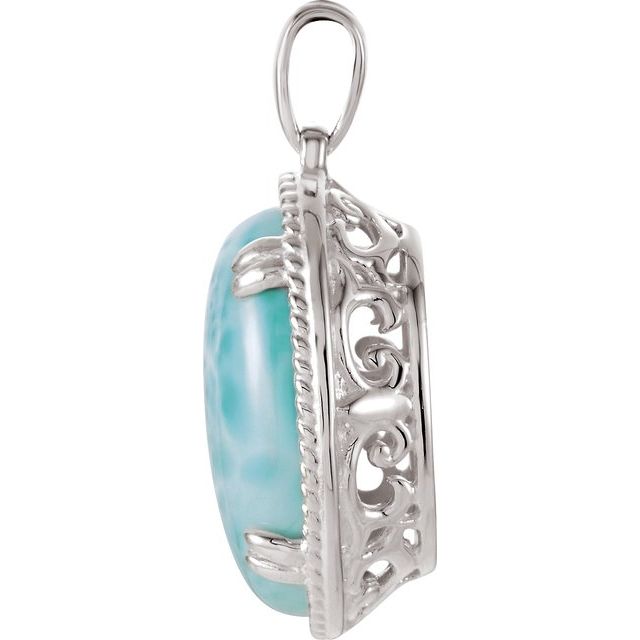 Sterling Silver Natural Larimar Pendant