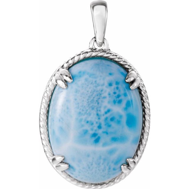 Sterling Silver Natural Larimar Pendant