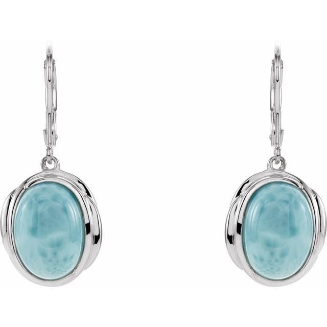 Sterling Silver Natural Larimar Earrings