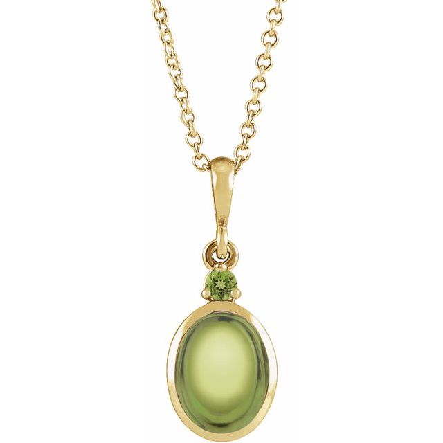 14K Yellow 8x6 mm Natural Peridot 16-18' Necklace