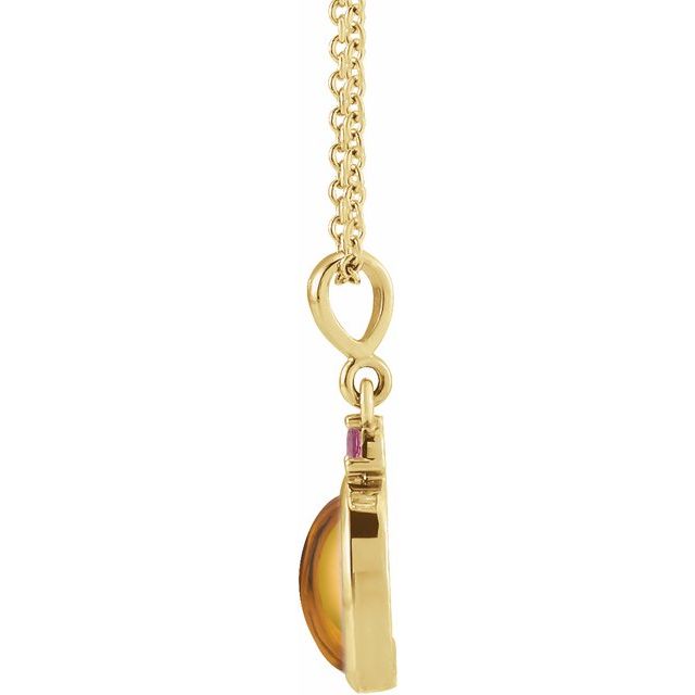 14K Yellow 8x6 mm Natural Citrine & Natural Pink Tourmaline 16-18' Necklace