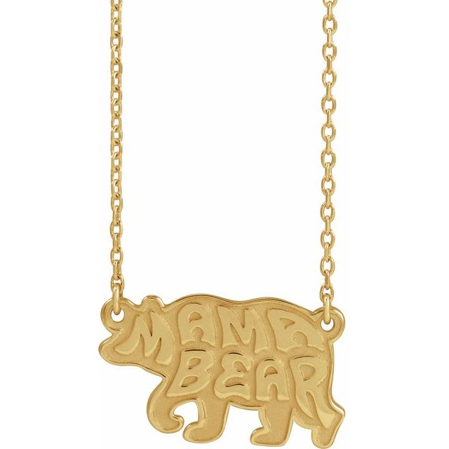 14K Yellow Mama Bear 18' Necklace