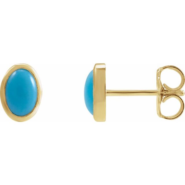 14K Yellow Natural Turquoise Earrings