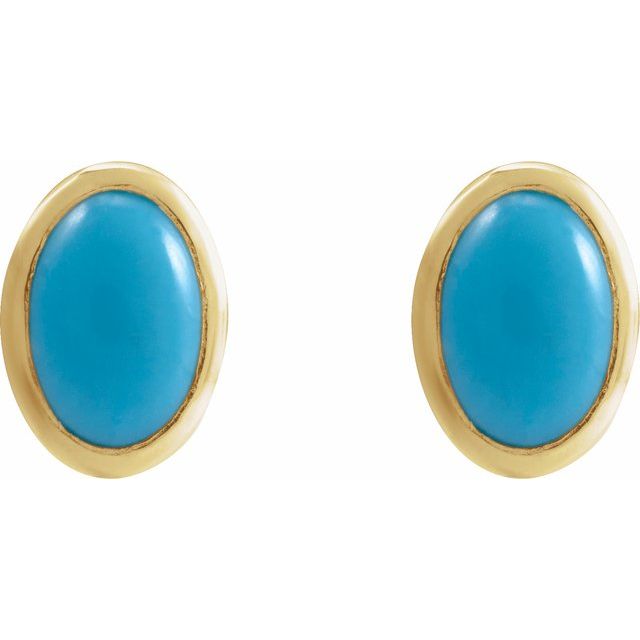 14K Yellow Natural Turquoise Earrings
