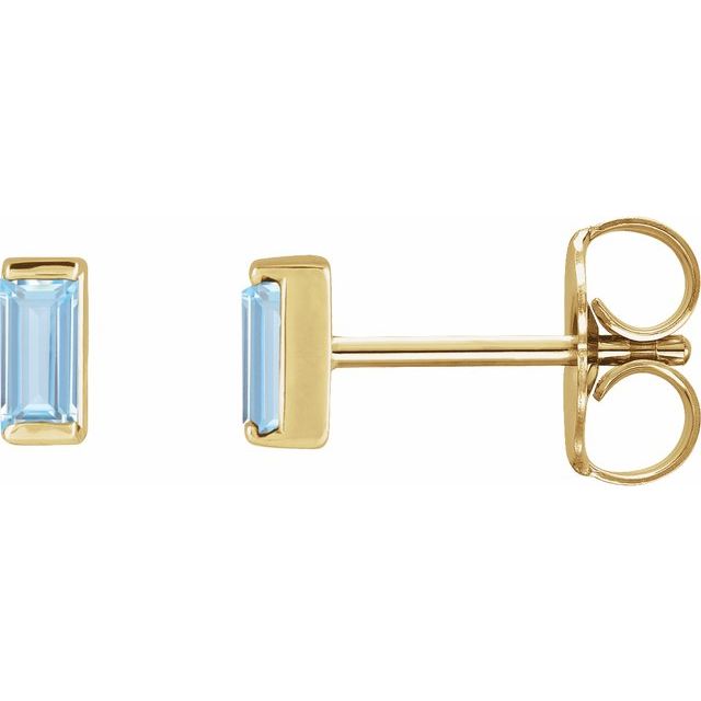 14k Yellow Lab-grown Aqua Sapphire Earrings