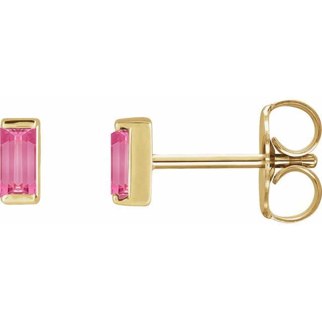 14K Yellow Natural Pink Tourmaline Earrings