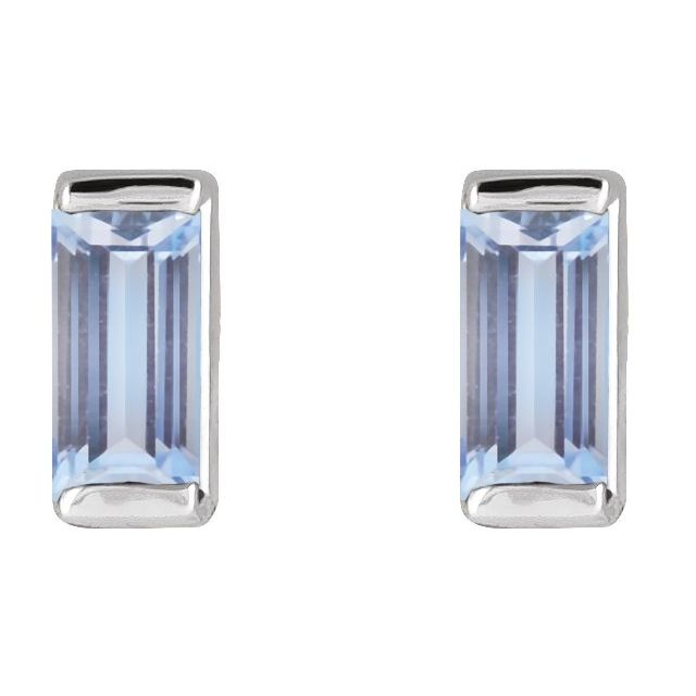 14K White Natural Tanzanite Earrings