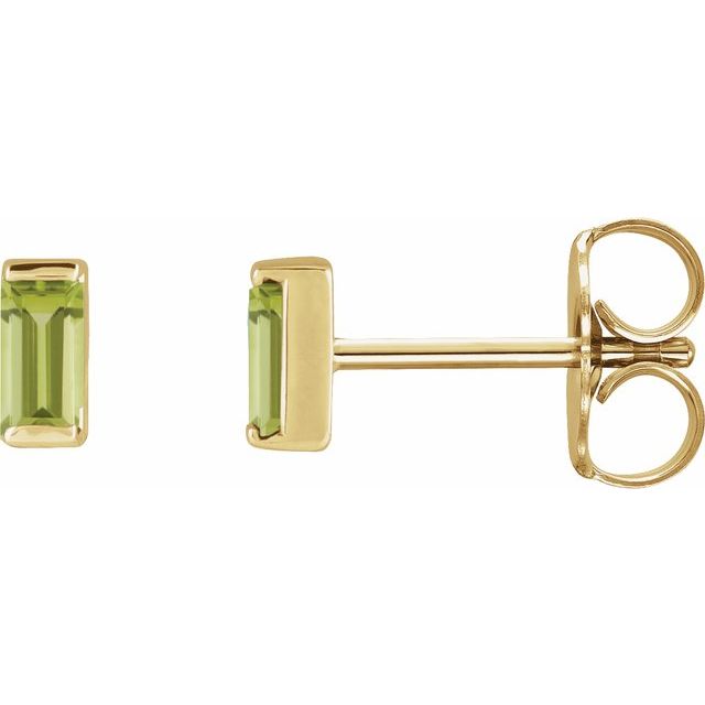 14K Yellow Natural Peridot Channel-Set Earrings