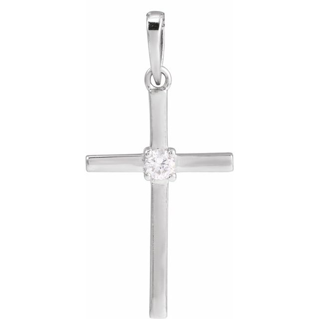 Sterling Silver .06 CT Natural Diamond Cross Pendant
