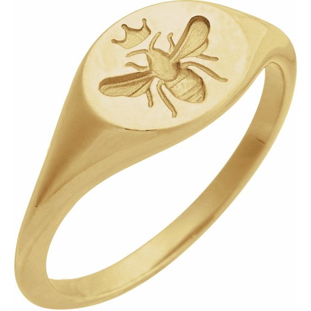 14K Yellow Intaglio Bee Signet Ring
