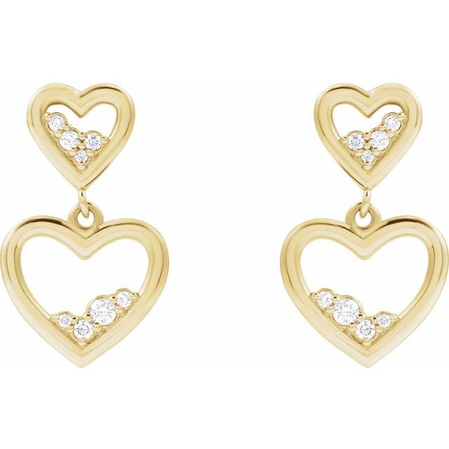 14k Yellow 1/5 Ctw Natural Diamond Heart Earrings
