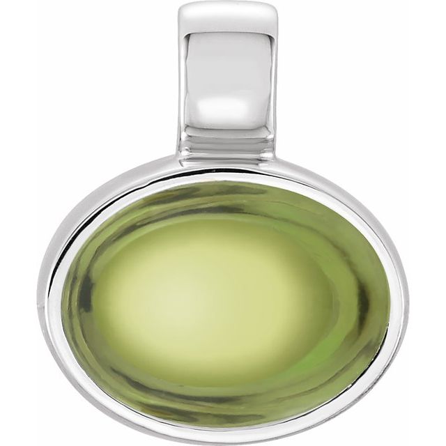Sterling Silver Natural Peridot Cabochon Pendant