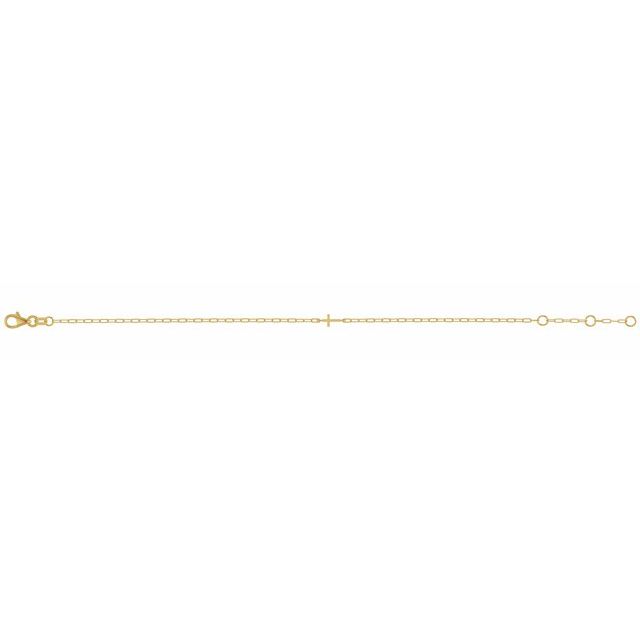 14K Yellow Sideways Cross Paperclip-Style Chain 6 1/2-7 1/2' Bracelet