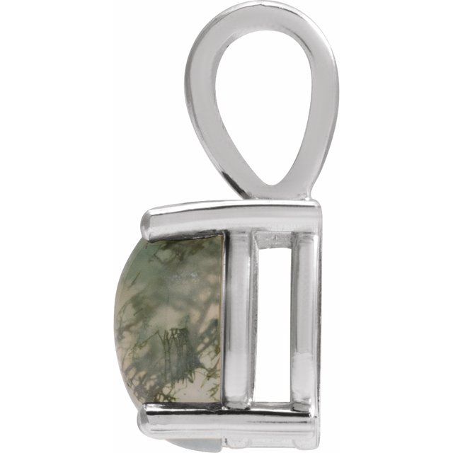 Sterling Silver Natural Moss Agate Pendant