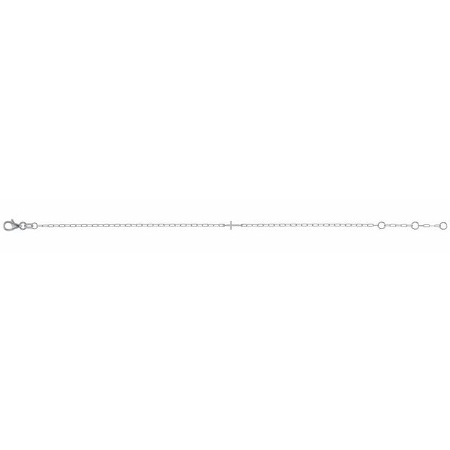 14K White Sideways Cross Paperclip-Style Chain 6 1/2-7 1/2' Bracelet