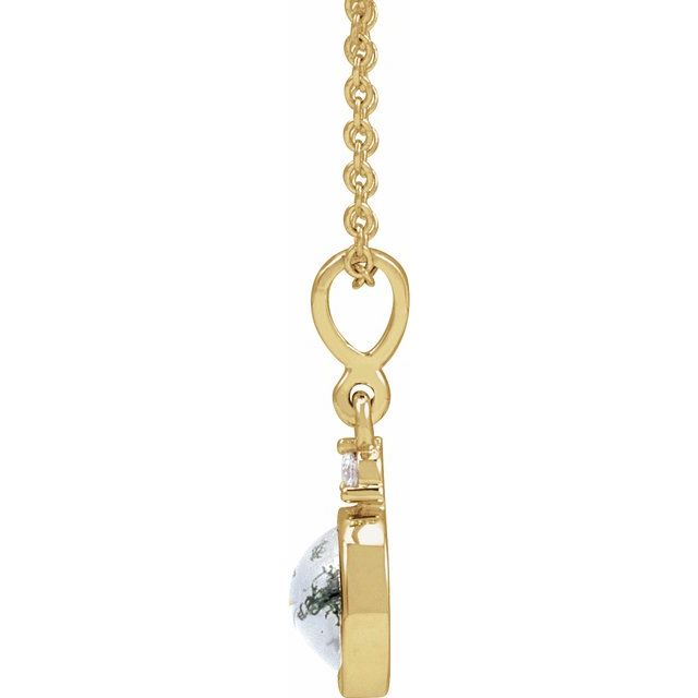 14K Yellow 6 mm Natural Moss Agate & .03 CTW Natural Diamond 16-18' Necklace