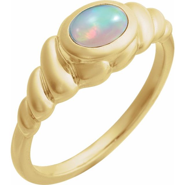 14K Yellow Natural Ethiopian Opal Ring
