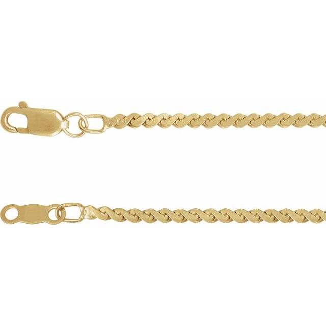 14K Yellow 1.7 mm Serpentine 7' Chain
