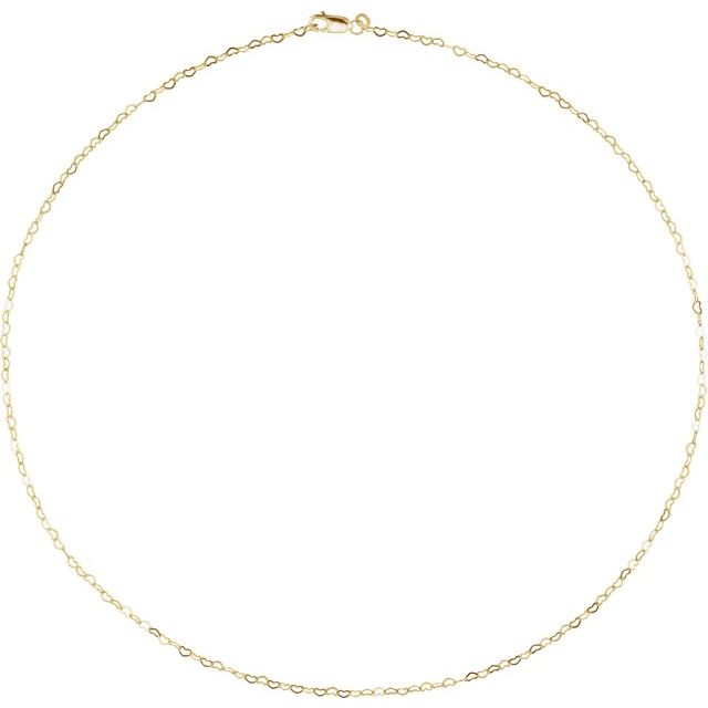 14K Yellow 1.9 mm Heart 20' Chain