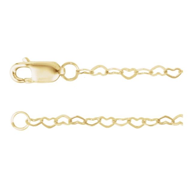 14K Yellow 1.9 mm Heart 24' Chain