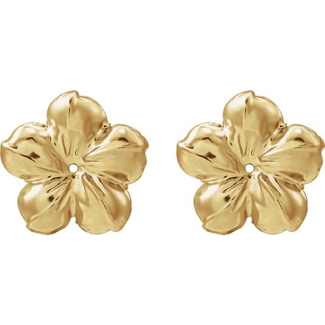 14k Yellow Floral-inspired Earring Jackets