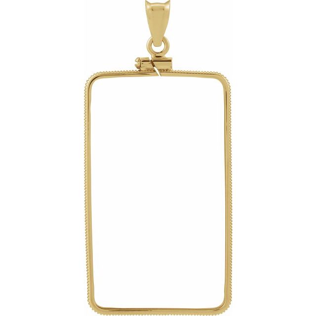 14K Yellow Coin Frame Bezel Pendant Mounting for 41x24x1.7 mm Coin